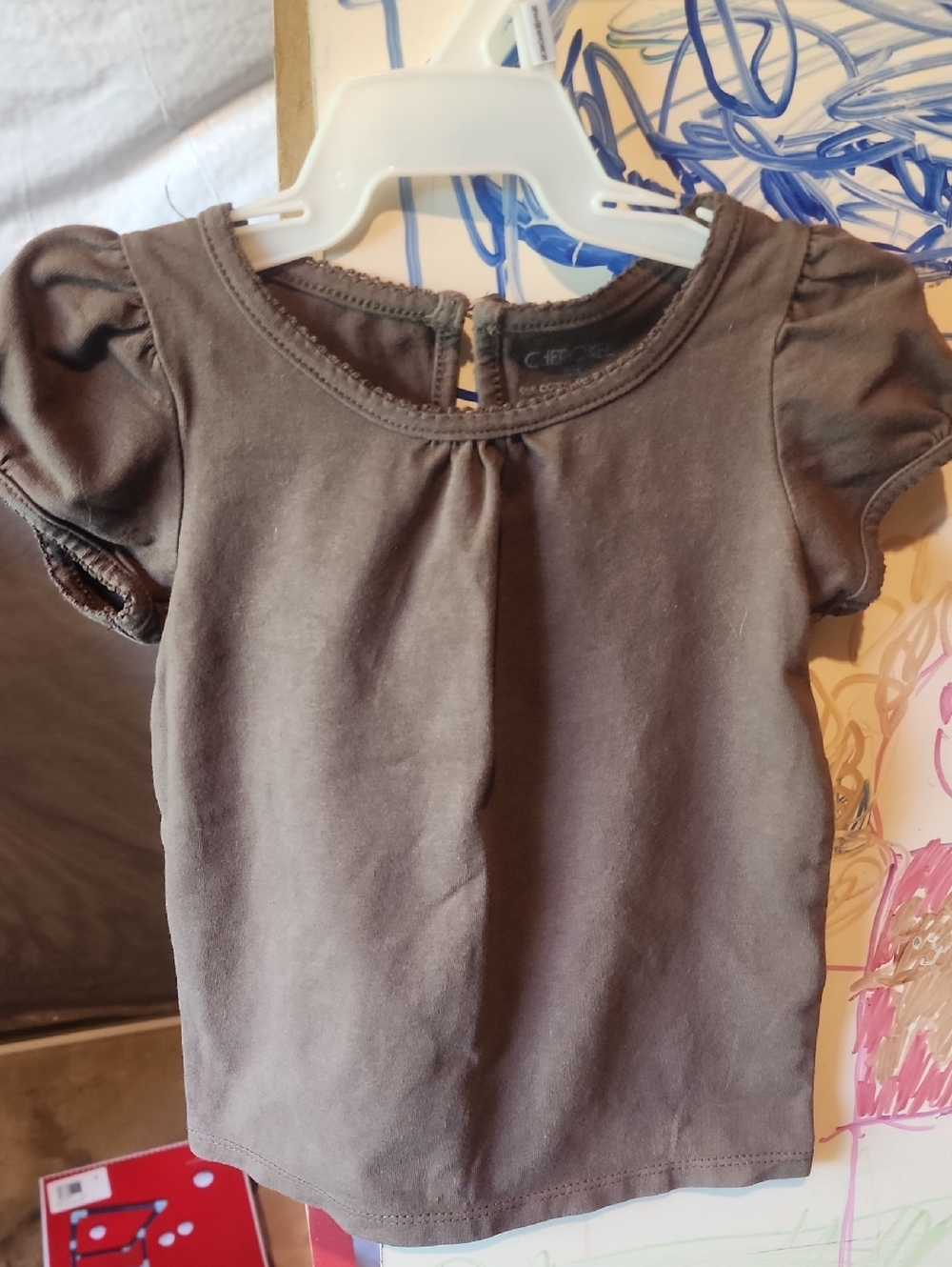 *nd Sz 12-18 Months Toddler Puff-Sleeve Top in Brown - Must Be Bundled To Buy